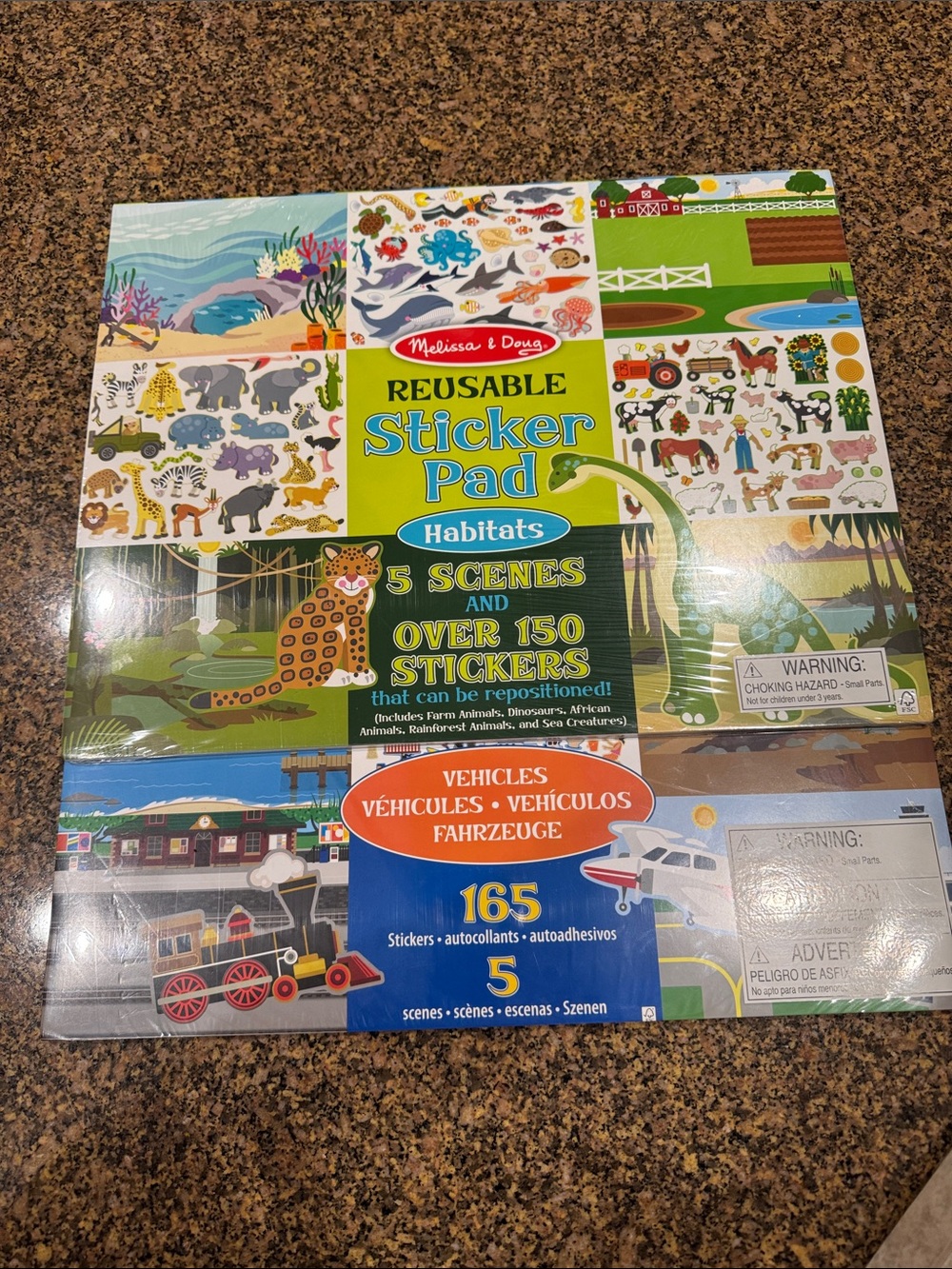 Melissa & Doug (2) Reusable Sticker Pad Habitats & Vehicles